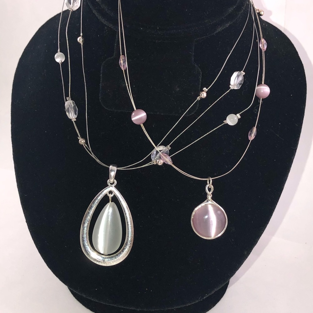 Lot of two clear beaded necklaces